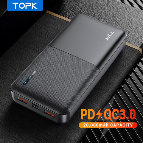 TOPK Power Bank 20000mAh Portable Charger USB Type C PD 3.0